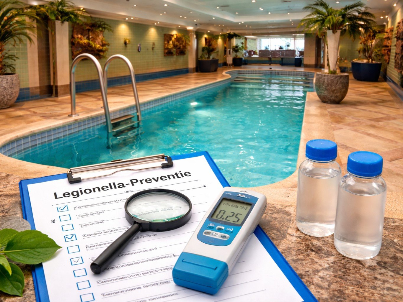 Controle van waterinstallatie voor legionella-preventie in gebouw